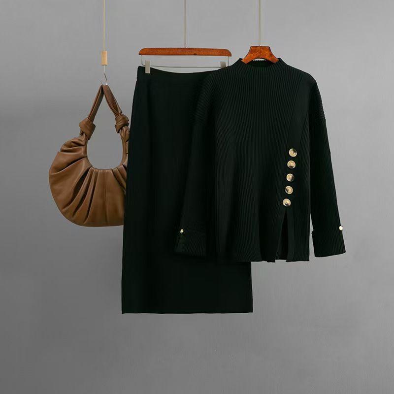 Fashion New Knitwear Skirt Suit Knitted Sweater and Skirt Suit Set