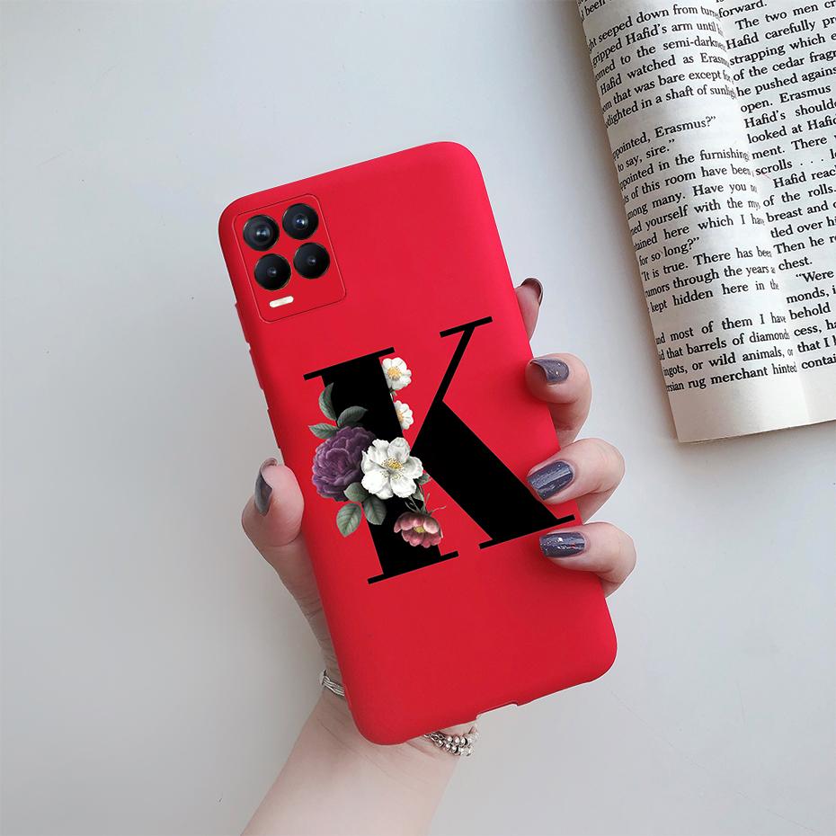 For Realme 8 Pro Case Silicon Soft Letter Monogram Flowers Phone back cover For Oppo Realme8 4G RMX3085 Realme 8 Pro Bumper Case