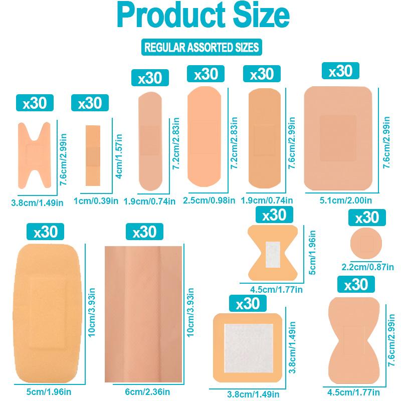 180/360pcs Assorted Flexible Fabric Adhesive Bandages Breathable Fingertip Bandages for First Aid and Wound Care