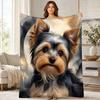 Yorkie Puppy Portrait Coral Fleece Blanket Dog Lover Decor