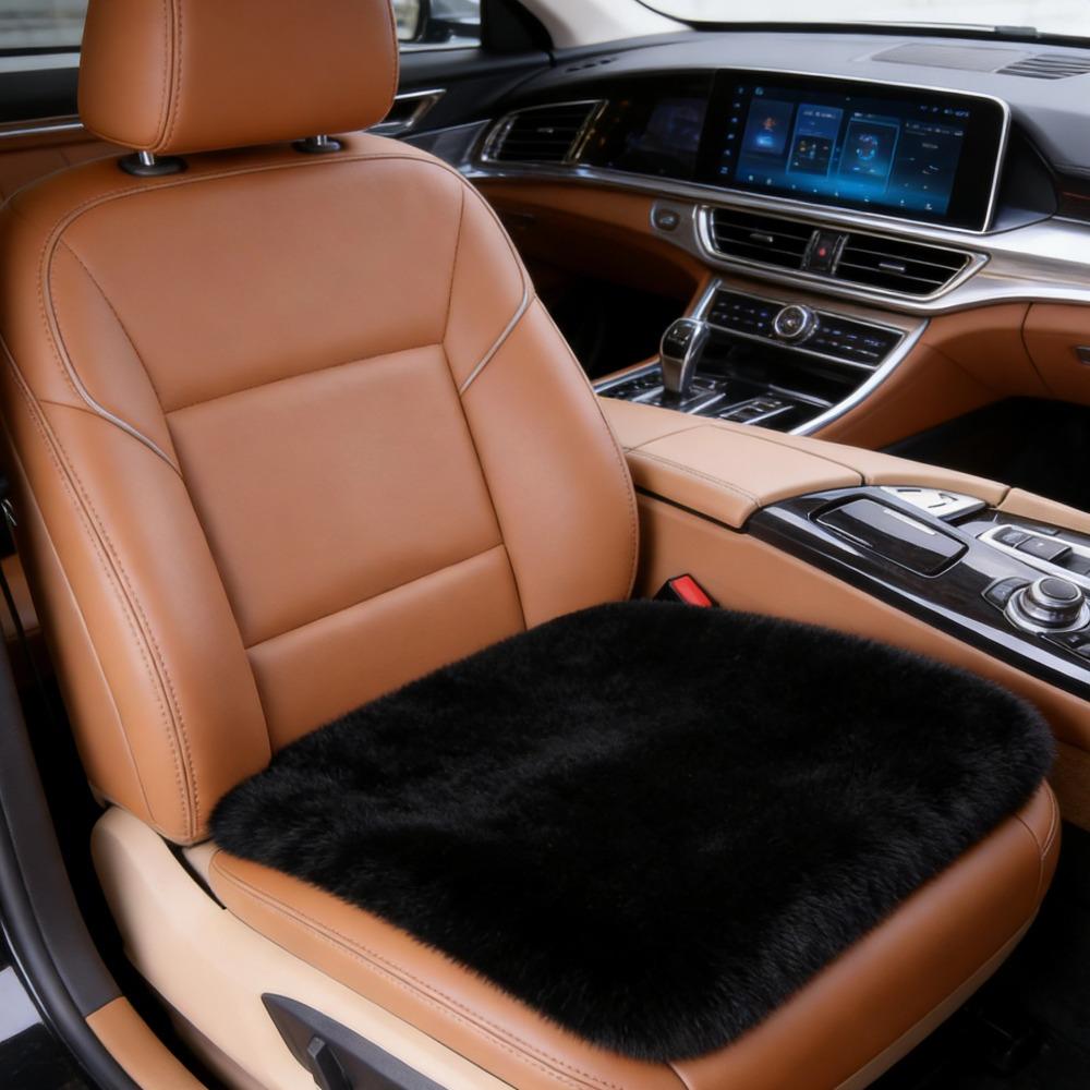 Multicolor Plush Rabbit Fur Car Seat Cushion Plush Seat Cover Cushion Winter Warm Plush Seat Protector Interior Accessories