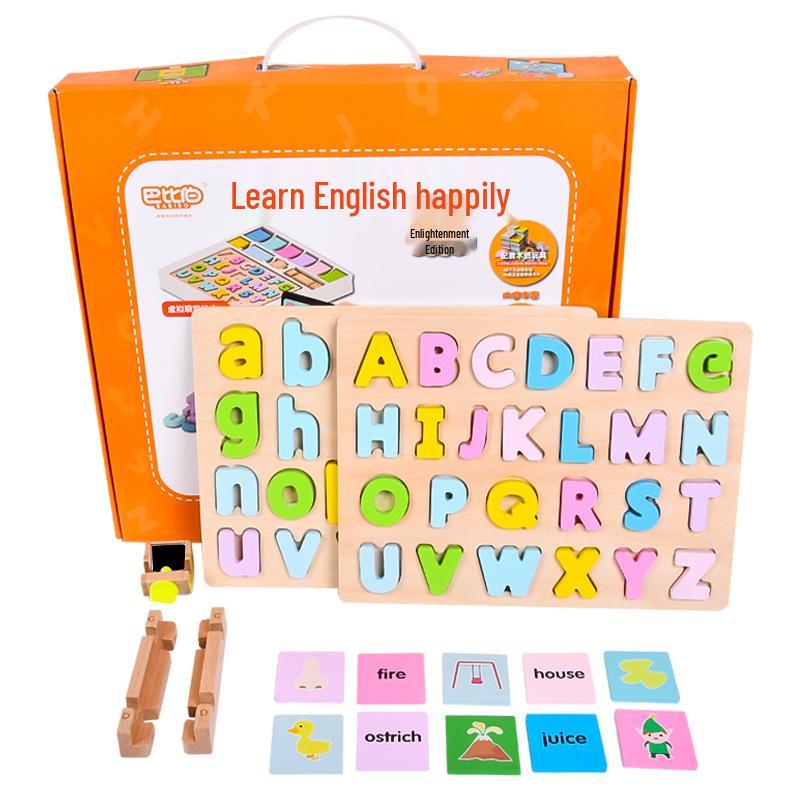Wooden Macaron Letter & Number Jigsaw Puzzle for Kindergarten