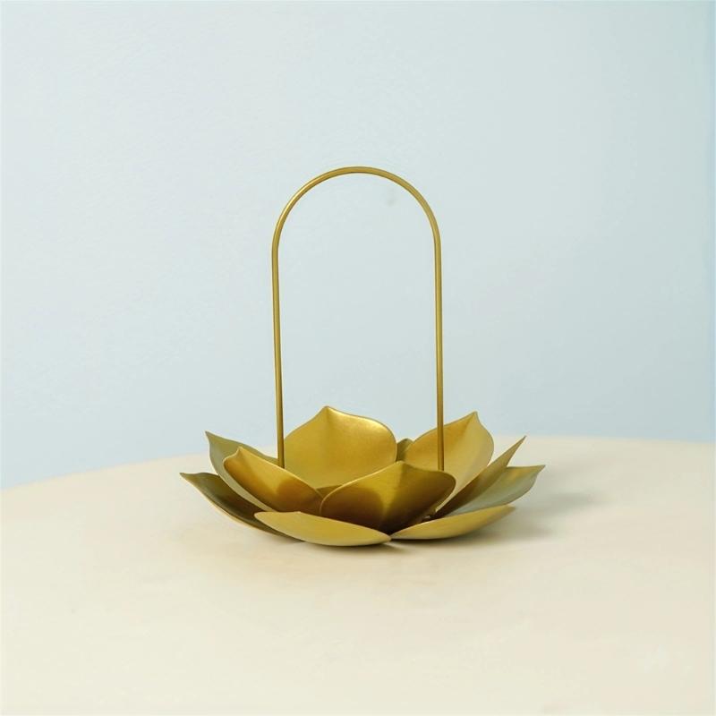 Elegant Metal Lotuses Flower Candle Holder Cup Desktop Decoration For Celebration And Ceremonies