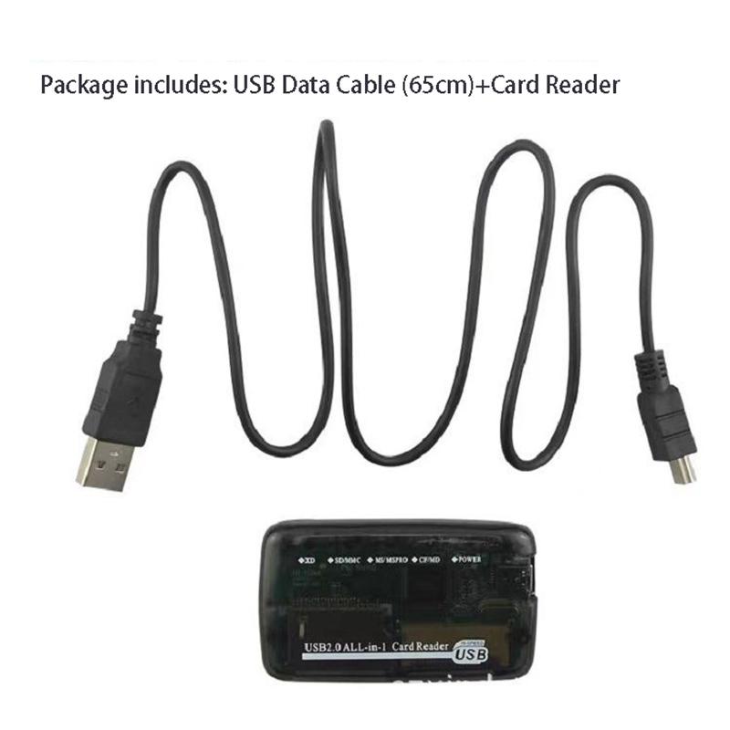 Transparent USB 2.0 Card Reader Dongle CF MS TF M2 XD SD Memory Card Writer 480Mbps View Data Transfer Adapter Plug Play