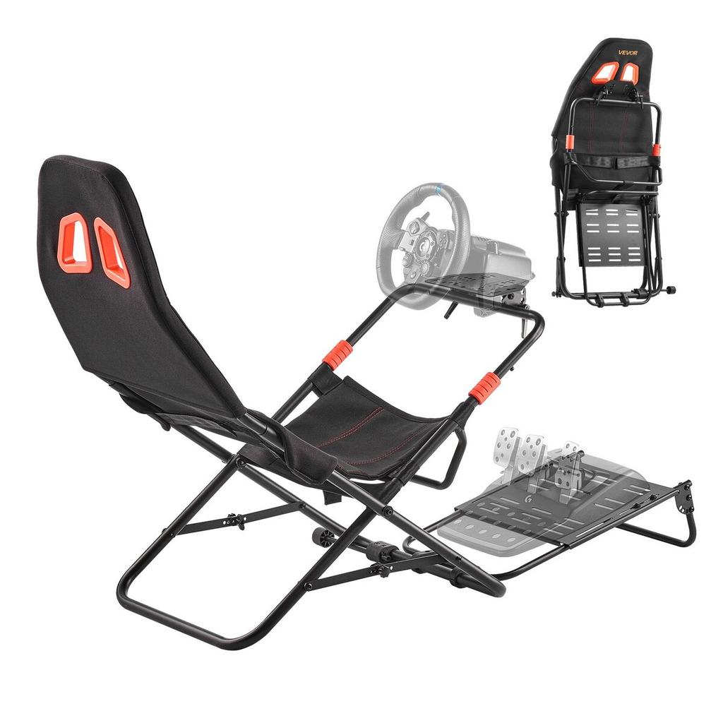 Portable Racing Wheel Stand, Foldable & Adjustable Steering Sim Wheel Stand, 470 mm Seat Inner Width, Compatible with Logitech G923/G920/G29,