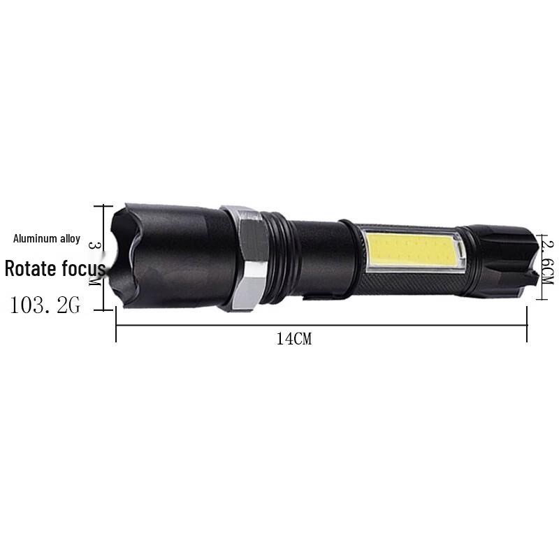 Portable Type-C Rechargeable Zoom LED Flashlight