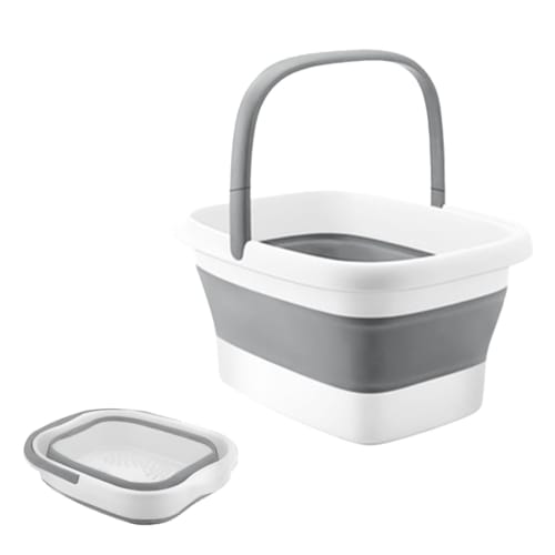 Alpha Depot Folding Footbath Bucket, Lightweight, for Home or Outdoor Use, 13 Liters (Gray)