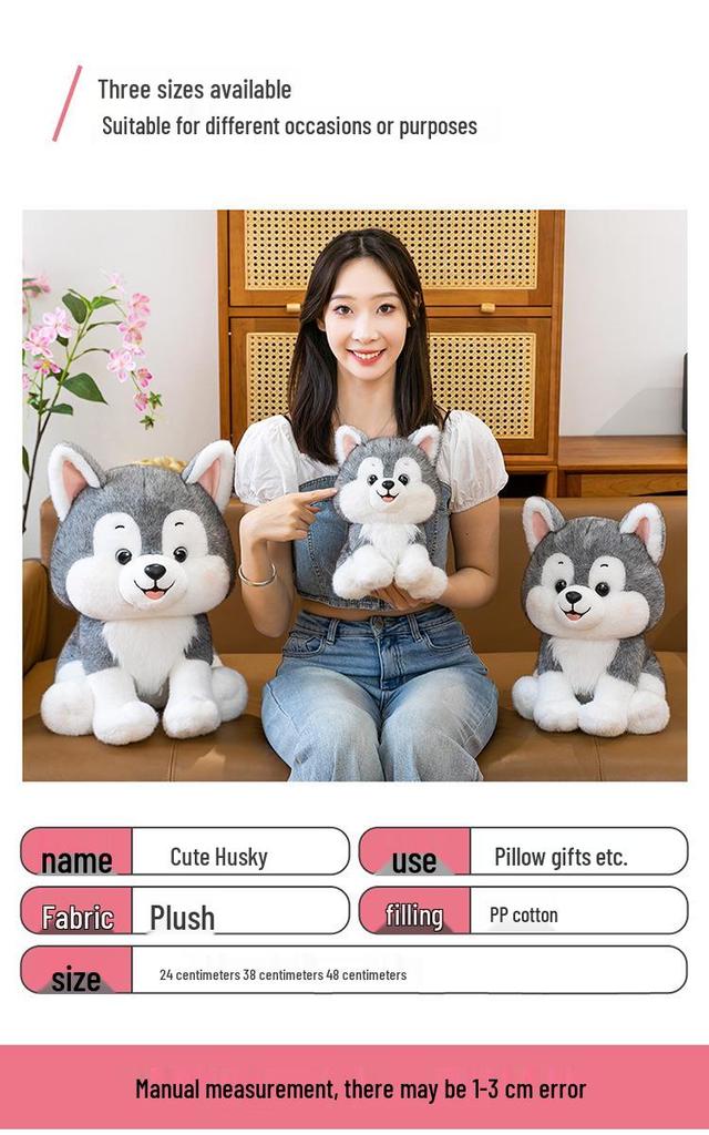 Cross-border Sitting Husky Plush Toy - Smiling Dog Doll for Kids' Birthday Gift