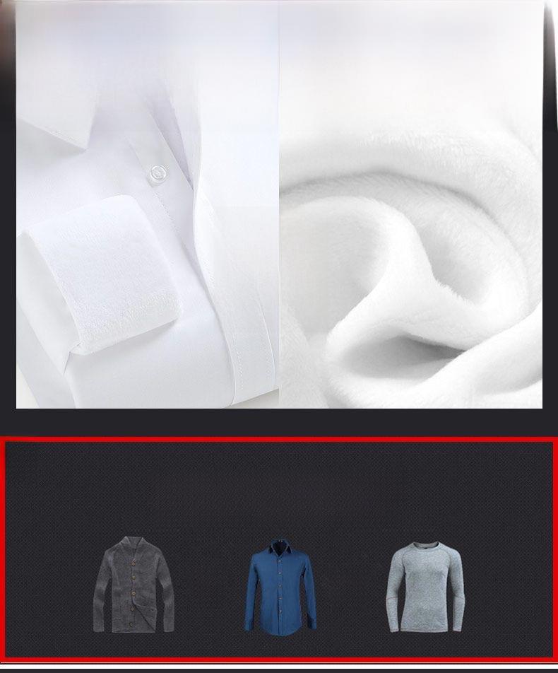 Men's Thickened Plus Velvet Solid Color Long Sleeve Warm Shirt for Business Casual - Autumn/Winter Wear