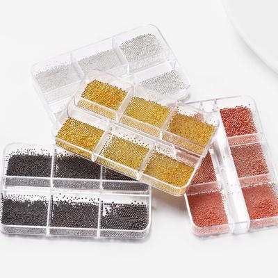 Yousheng 1 Box Mini Steel Beads Shiny Three-dimensional Non-porous Solid Tiny Beads DIY Nail Art Accessories Nail Art Decoration Caviar Beads Set