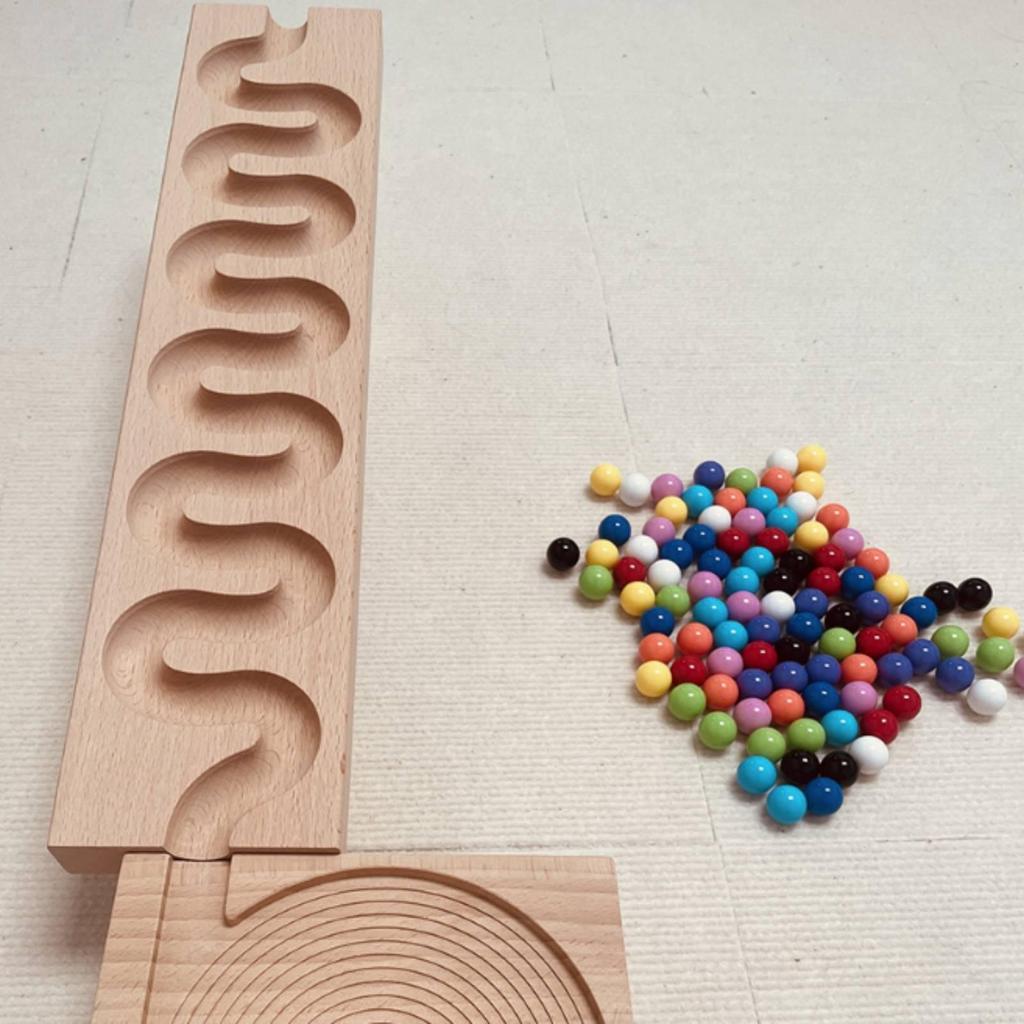 Marble Run with Wooden Blocks Educational Set for Preschoolers, Young Children,