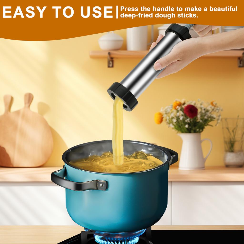 Churro Maker Kits Hard Stainless Steel Churro Maker Set Safe Churro Maker Machine with Piping Bag and Piping Nozzle for Baking