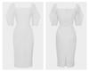 2020 French Socialite Style Square Neck Puff Sleeve High Waist Slimming White Evening Dress