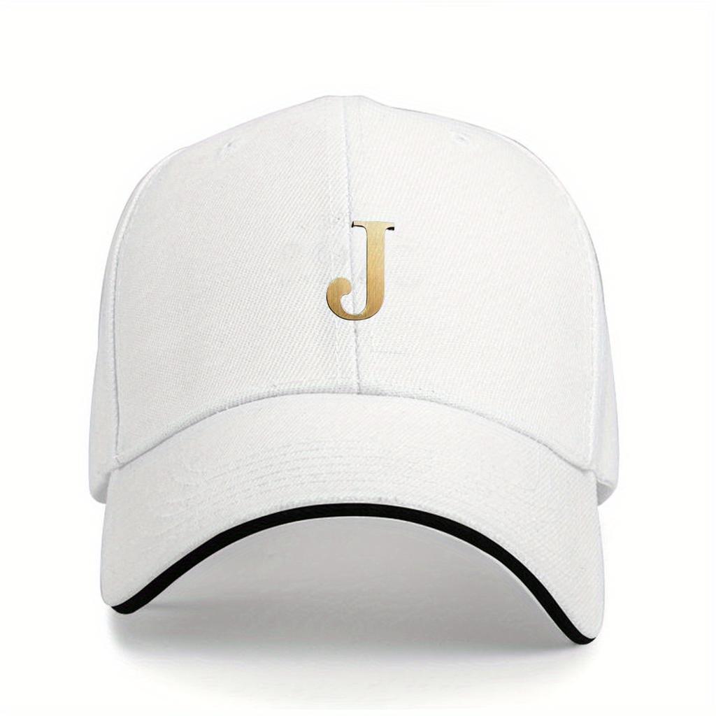 QuickDry Unisex Cap 1pc Lightweight QuickDry Unisex Golden J Letter Cap with Adjustable Strap  Breathable