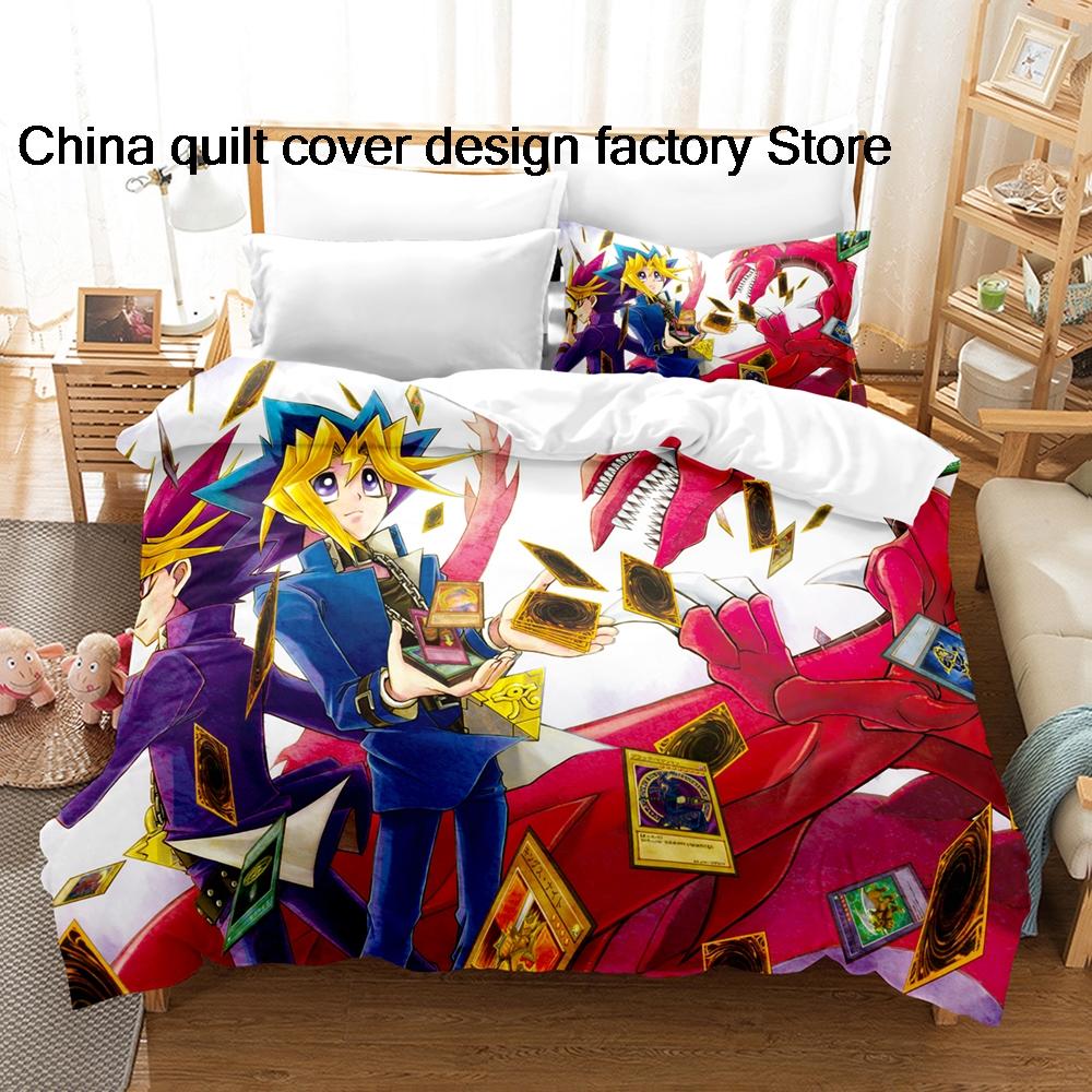 Yami Yugi Bedding Set Cartoon Anime Three-Piece Set Adult Kid Bedroom Duvetcover Sets Yamatonokami Yasusada Yami Yugi EU Single(135*200cm)3pcs