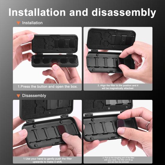 Filter Carrying Case for DJI Osmo Pocket 3 Water Dust Resistant Optics Lens ND UV CPL Filter Memory Card Accessories Storage Organizer Box