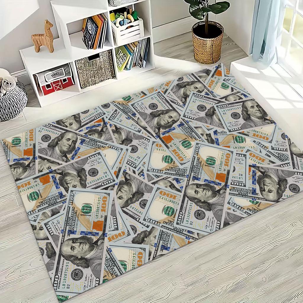 3D Personality Money USD Euro RICH Pattern Rug for Bedroom Living Room Sofa Home Doormat Decor,Large Kid Play Non-slip Floor Mat