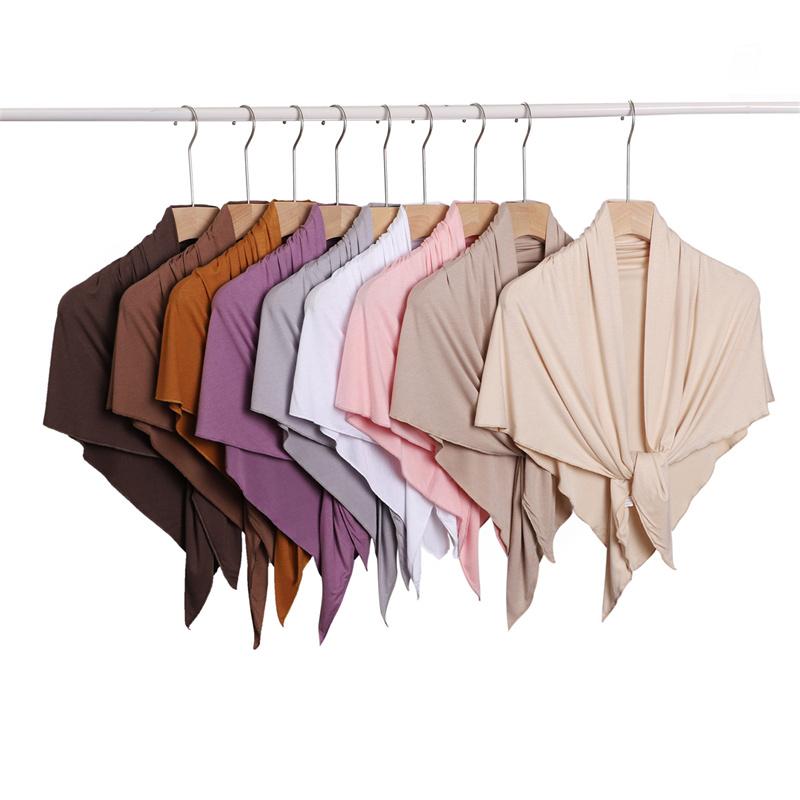 Ramadan Plain Solid Triangle Modal Jersey Hijab Winter Elasticity Muslim Shawls Scarf Maxi Wrap Snood Warm Stole Foulards Sjaal