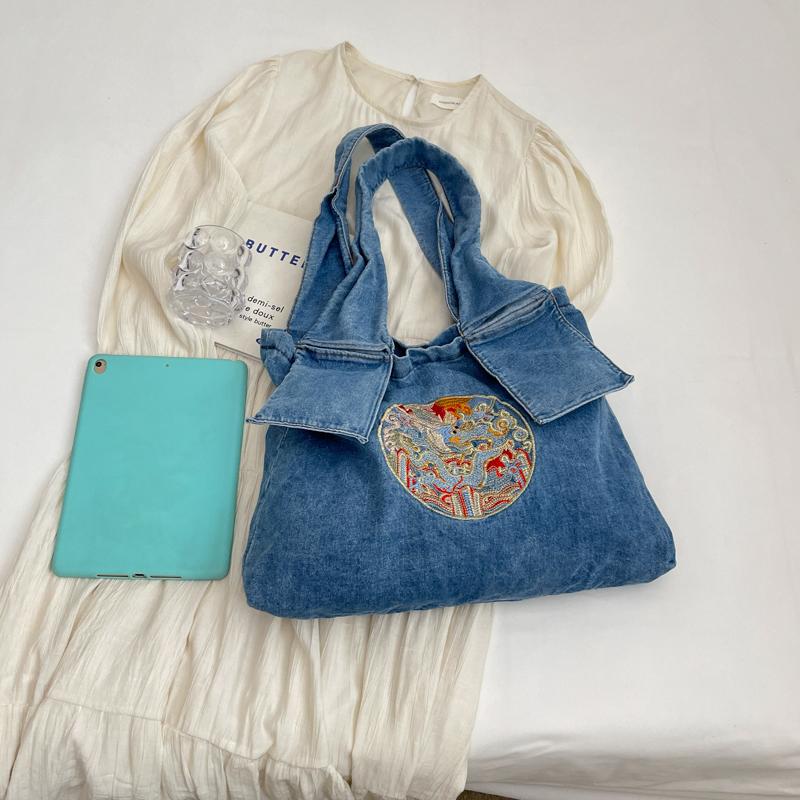 Módní a ležérní velkokapacitní džínová kabelka pro dámskou letní kabelku přes rameno