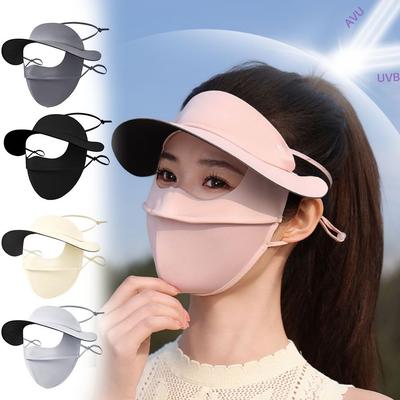 Ear Loop Sunscreen Mask with Hat-Brim Women's Protective Face Towel Fashion Face Cover  Summer