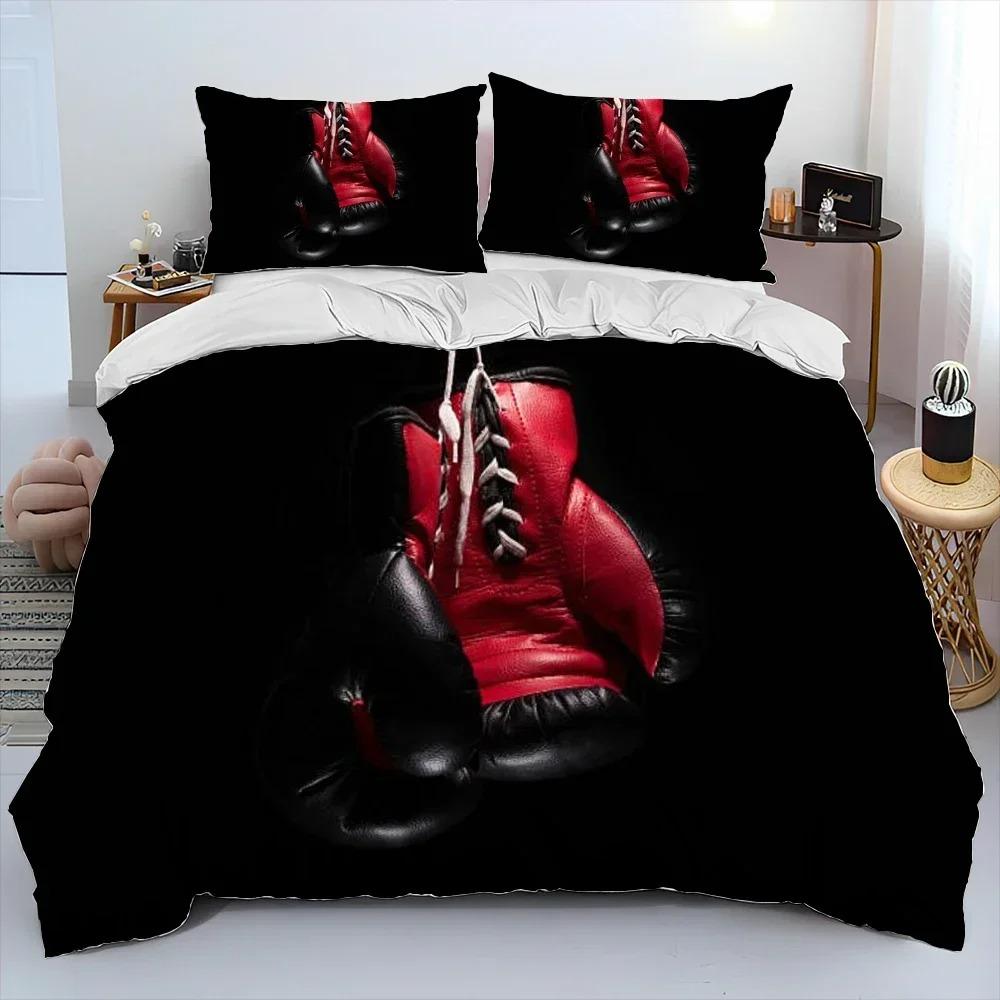3PCS Single-sided Boxing Gloves Boxer Fight Printed Comforter Bedding Sets Comfortable Bedspreads Comforter Duvet Birthday Gift