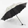 Flower Shaped Design Dual-use Folding Umbrella Lightweight anti-UV Protection Brolly  Outdoor