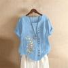 T-shirt Estiva Oversize in Cotone e Lino a Maniche Corte, Abbigliamento Donna Oversize Stampato in Cotone e Lino