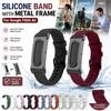 Waterproof Silicone Watch Band With Metal Frame Combo For Google Fitbit Air Strap Wear Resistant Durable Watch Bracelet Accessories