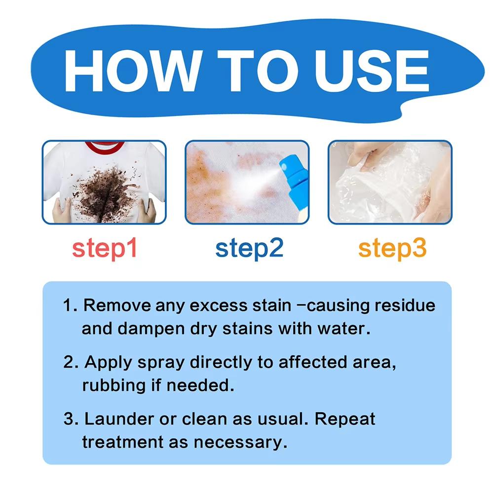 120ML Stain Remover for Clothes Portable Spray and Wash Stain Remover for Coat,Fabric Carpet Stain Spray Yellow Removal Bleach
