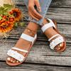 New Flat Bottomed Flower Roman Style Oversized Sandals for Women with Woven Elastic Bands, Lightweight Beach Sandals