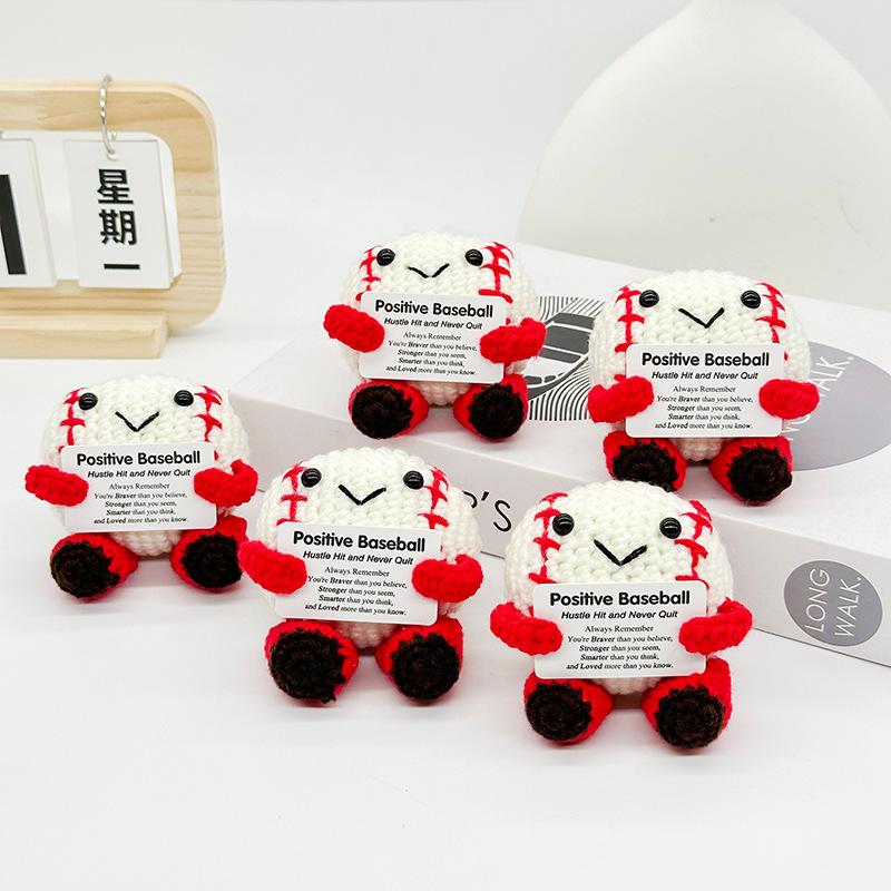 Lustig Positiv Baseball Umarmung Taschenumarmung Mini Handgemachte Gestrickte Puppe Niedliche Desktop Dekoration Geburtstagsfeiertagsgeschenk Heimdekoration