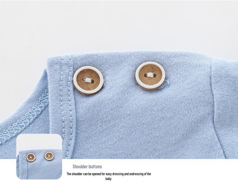 Children's Cotton Autumn-Winter Base Layer Set: Baby Printed Two-Piece with Shoulder Snaps and High-Waist Pants