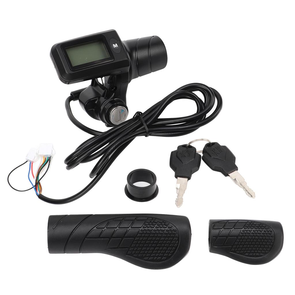 805 LCD Display Panel Throttle Grip Set Electric Bike Scooter Twist Half Throttle Grip with LCD Panel for 22.5mm Handlebars
