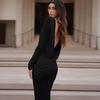 Backless Slim Fit Long Sleeve Dress Elegant Sexy Backless Long Sleeves Dress