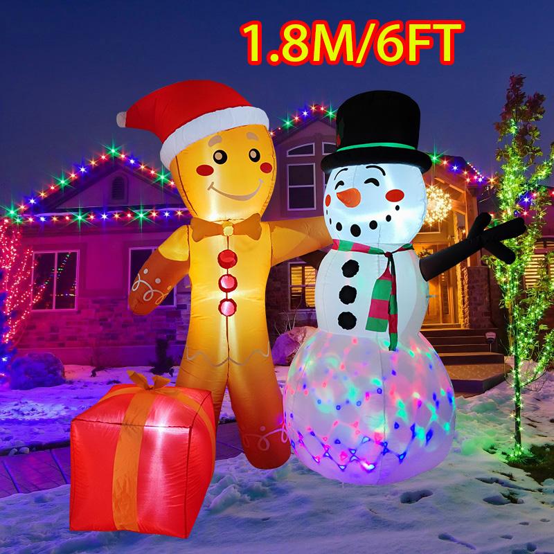 

Inflatable Toys Christmas Decorations Gingerbread Man Snowman Arch Built-in LED Lights Model Party Xmas Holiday Decor Ornaments UK Plug