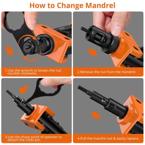 Proster Hand Riveter Set, Two-Handed, Compatible with M3, M4, M5, M6, M8, M10, Etc., Includes 150 Rivet Nuts (Orange)