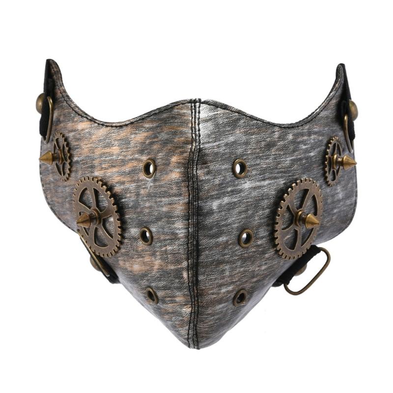 Motorcycle Gear Punk Mask For Men Adjustable Face Cover With Alloy Decors For Halloween Themed Parties Cosplay Event