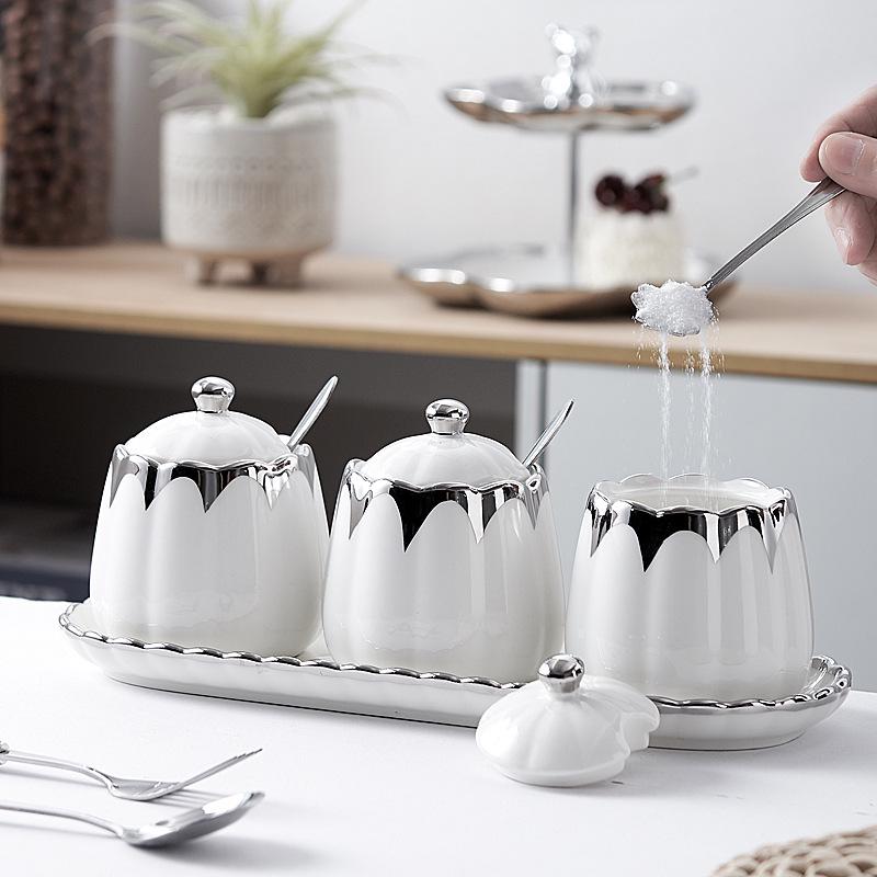 Creative Ceramic Kitchen Spice Jar Set - Salt and Seasoning Storage