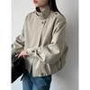 Womens Korean Style Stand Collar Loose Trench Coat Lightweight Casual Outerwear In Beige Gray Taupe