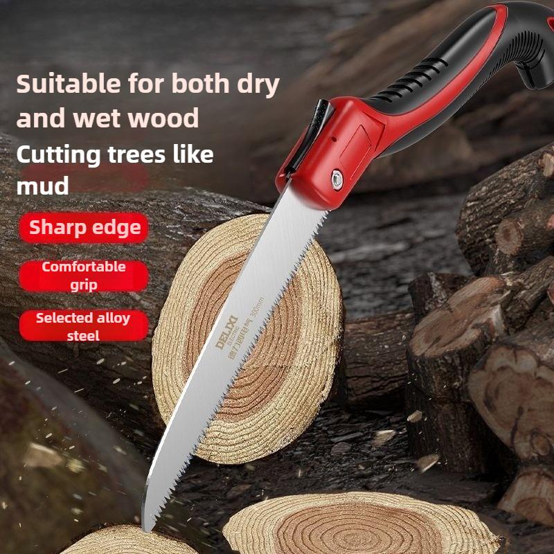 1 Portable Folding Hand Saw for Gardens and Outdoor Use - Ergonomic Alloy Steel Blade, Double-Edged