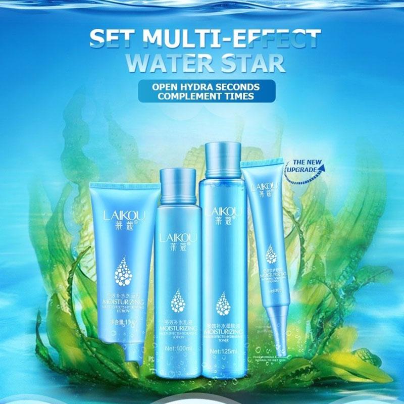 Sett Moisturizing Skin Care Kit Ansiktsrens+emulsjon+øyekrem sovemaskesett Kosmetikk Hud