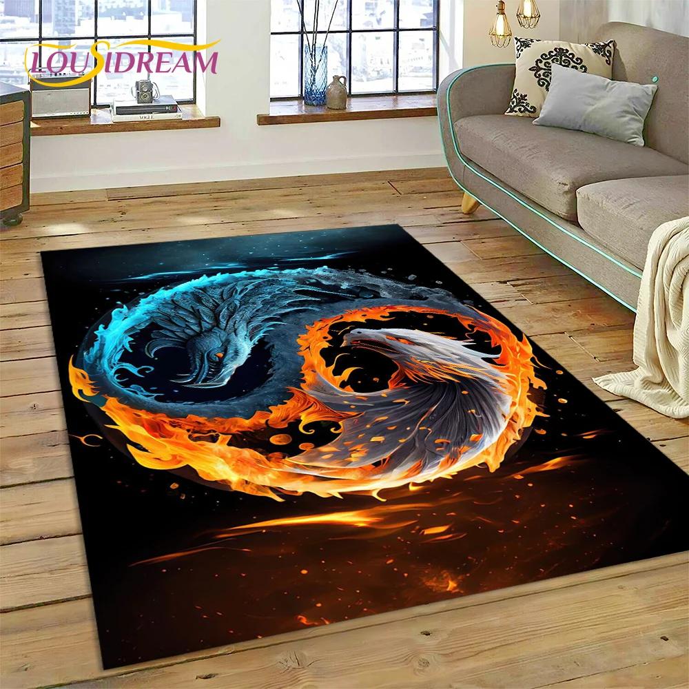 Yin ve Yang 3D Doğal Çin Tai Chi Halı Kilim Ev Oturma Odası Yatak Odası Kanepe Kapı Paspası Dekor, Çocuk Alan Halısı Kaymaz Mat