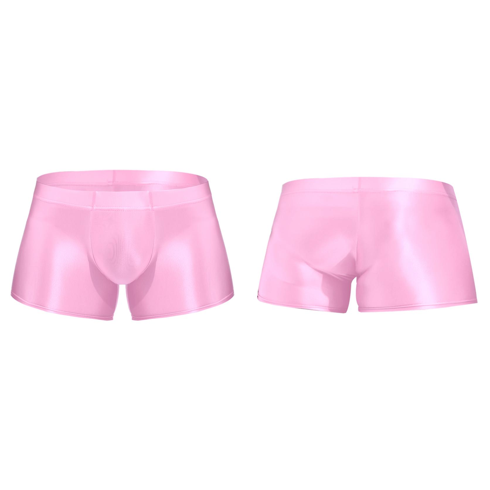 

Чоловічі глянцеві шорти-боксери з низькою посадкою Плавки Нижня білизна Труси з низькою посадкою Плавки M рожевий