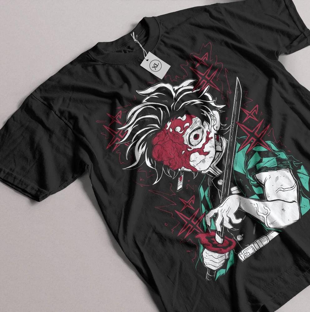 Tanjiro TShirt Demon Slayer Kimetsu No Yaiba Nezuko Shirt Zenitsu Black Shirt S