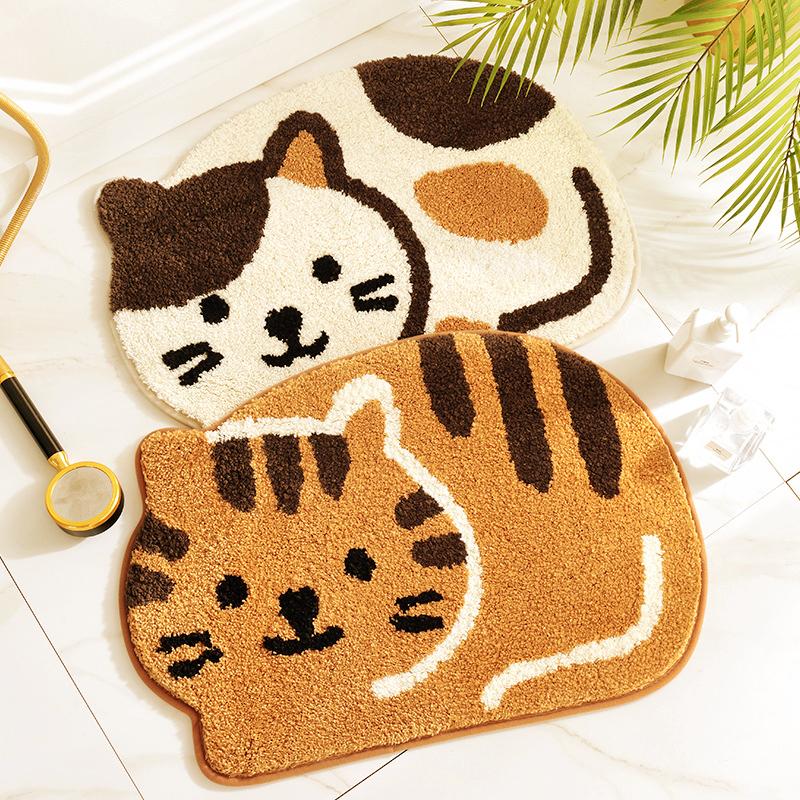 Cartoon Cat Shape Bath Mat Super Soft Fiber Absorbent Quick-drying Bathroom Non-slip Mat Home Decoration Floor Mat