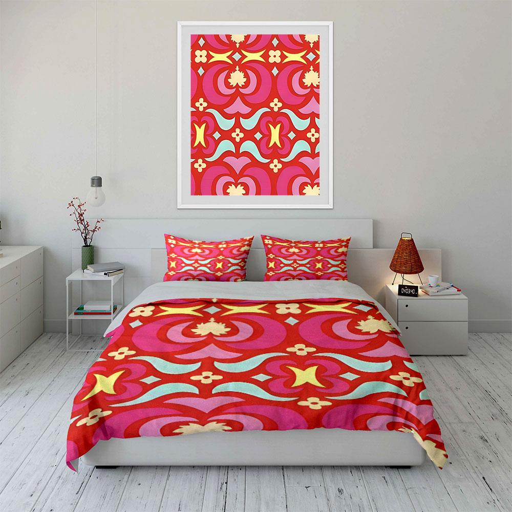 Vibrant Retro Floral Symphony Bedding Sets Duvet Covers Pillowcases(1* Duvet Cover 2* Pillowcases Without Duvet Insert)