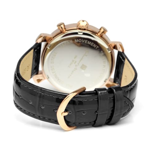 Salvatore Marra Men's Watch, Multi-faceted Glass Chronograph with Gradient Leather Strap, Green, Blue, and Black, SM19104-PGBLBK