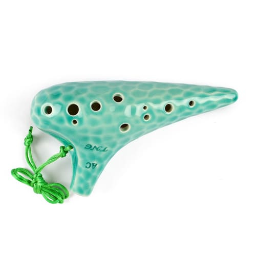 TNG Ocarina, Alto/C/AC, 12-Hole, Emerald, Premium Glazed Finish with Sea Wave Pattern, Includes Strap