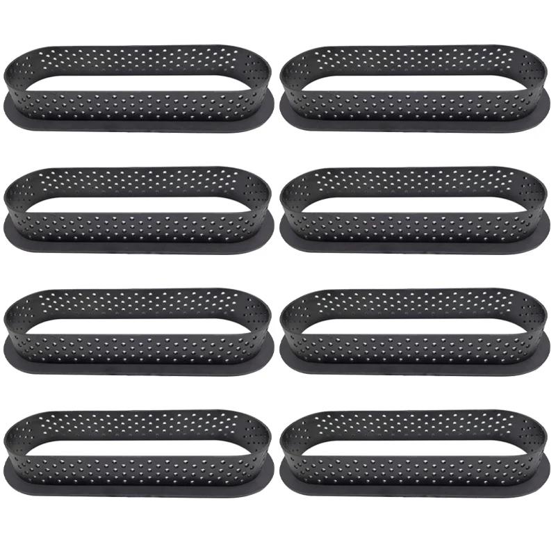 8Pcs Plastic Tart Ring Puffs Cake Ring Perforated Tartlet Mold Heat-Resistant Mousse Ring Tart Cake Decorating Tool for Kitchen