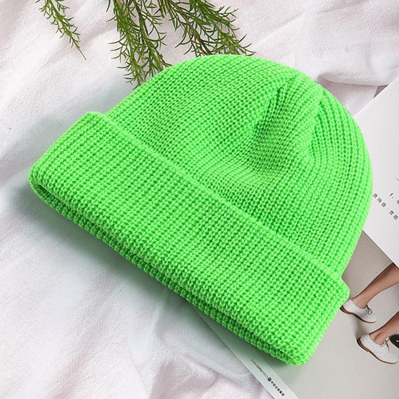 Autumn and winter versatile knitted melon fur hat solid color knitted hat warm damp wool hat